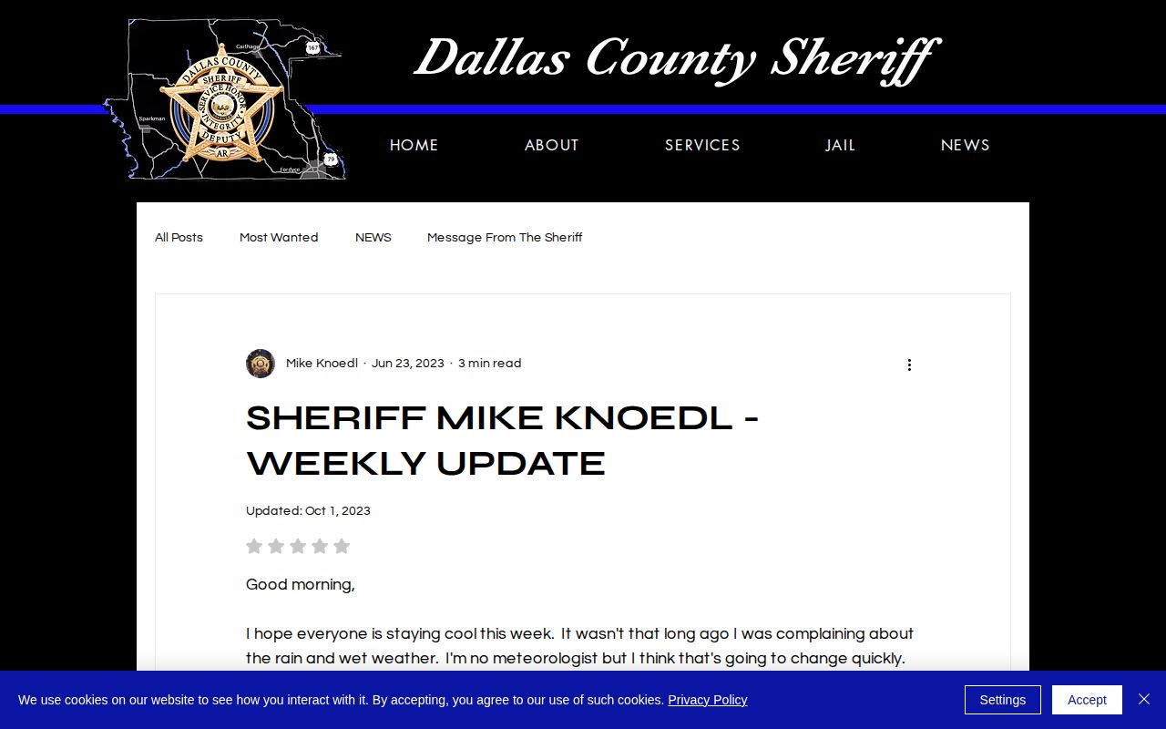 Dallas County sheriff weekly arrest and activity report