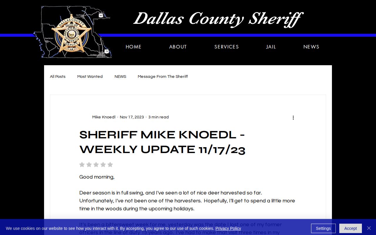 Dallas County sheriff weekly arrest update relevant to Fordyce records